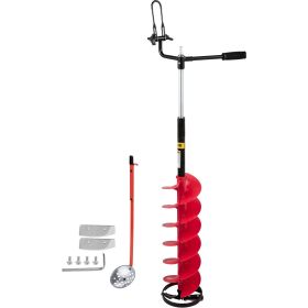 toolVEVOR Ice Drill Auger, 8'' Diameter Nylon Ice Auger, 41'' Length Ice Auger Bit, Auger Drill w/ 14'' Adjustable Extension Rod, Rubber Handle
